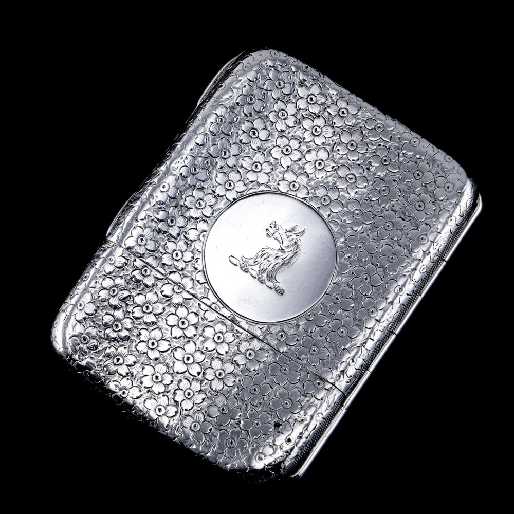 Antique Victorian Solid Silver Cigarette Case Unusual Opening Mechanism 1886