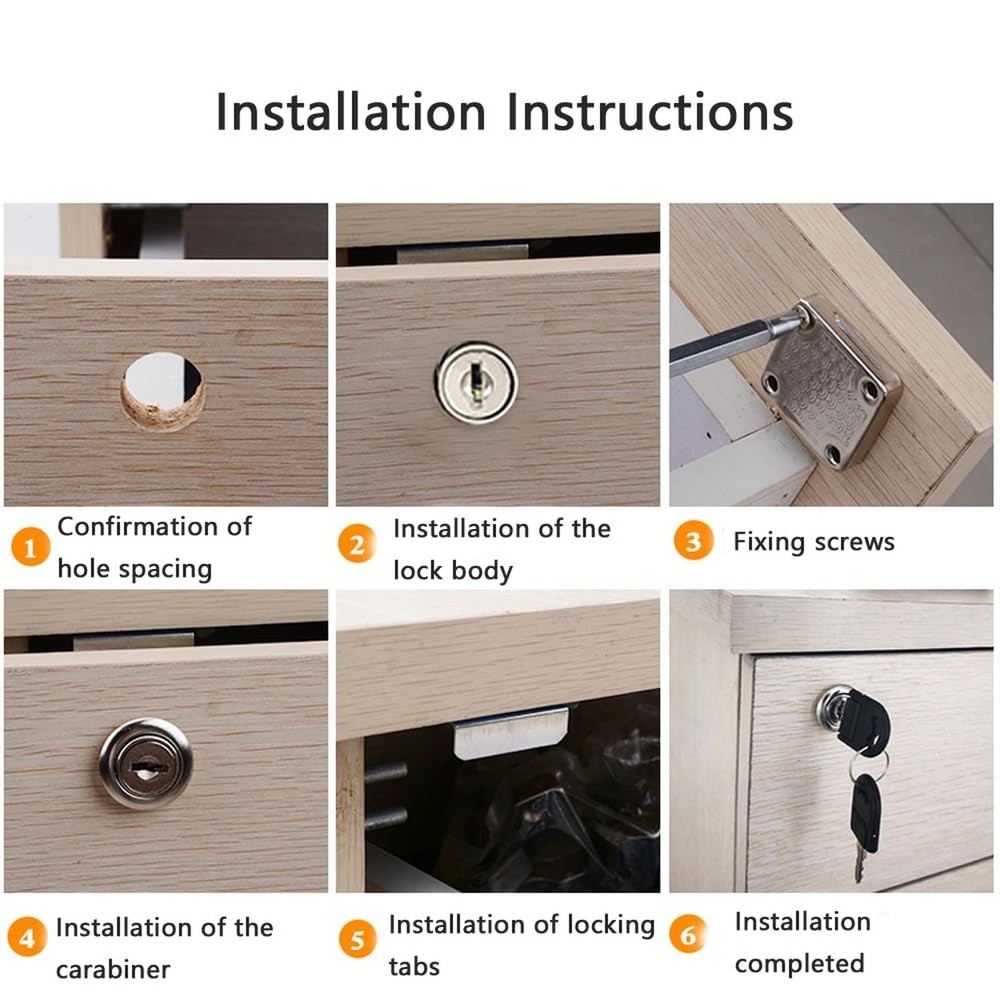 3 Pack Drawer Lock File Cabinet Locks with Folding Keys Mailbox Lock Bedroom ...