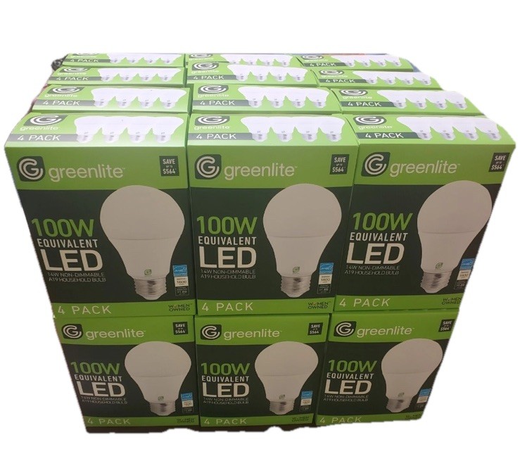 Greenlite 100w Equivalent LED  Bright White Light Bulb 3000k case 96 count