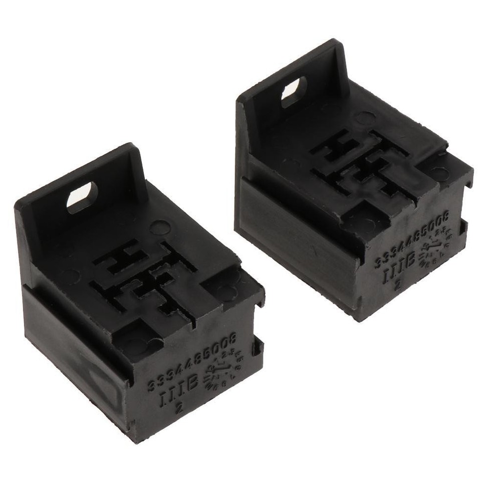 5 Pin Relay Base Holder With Mounting Bracket & Terminals -2 Set - Black