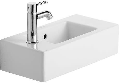 Duravit 070350-1HOLE-L Vero 20" Ceramic Vanity Top - White / Glazed Underside