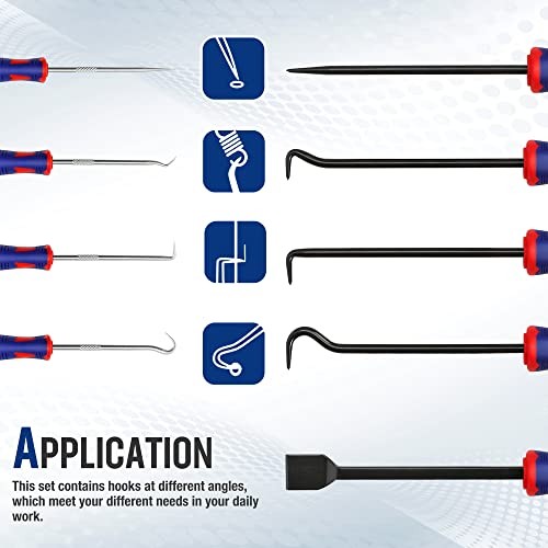 9Pcs Precision Pick & Hook Set with Scraper, Automotive & Electronic Hand