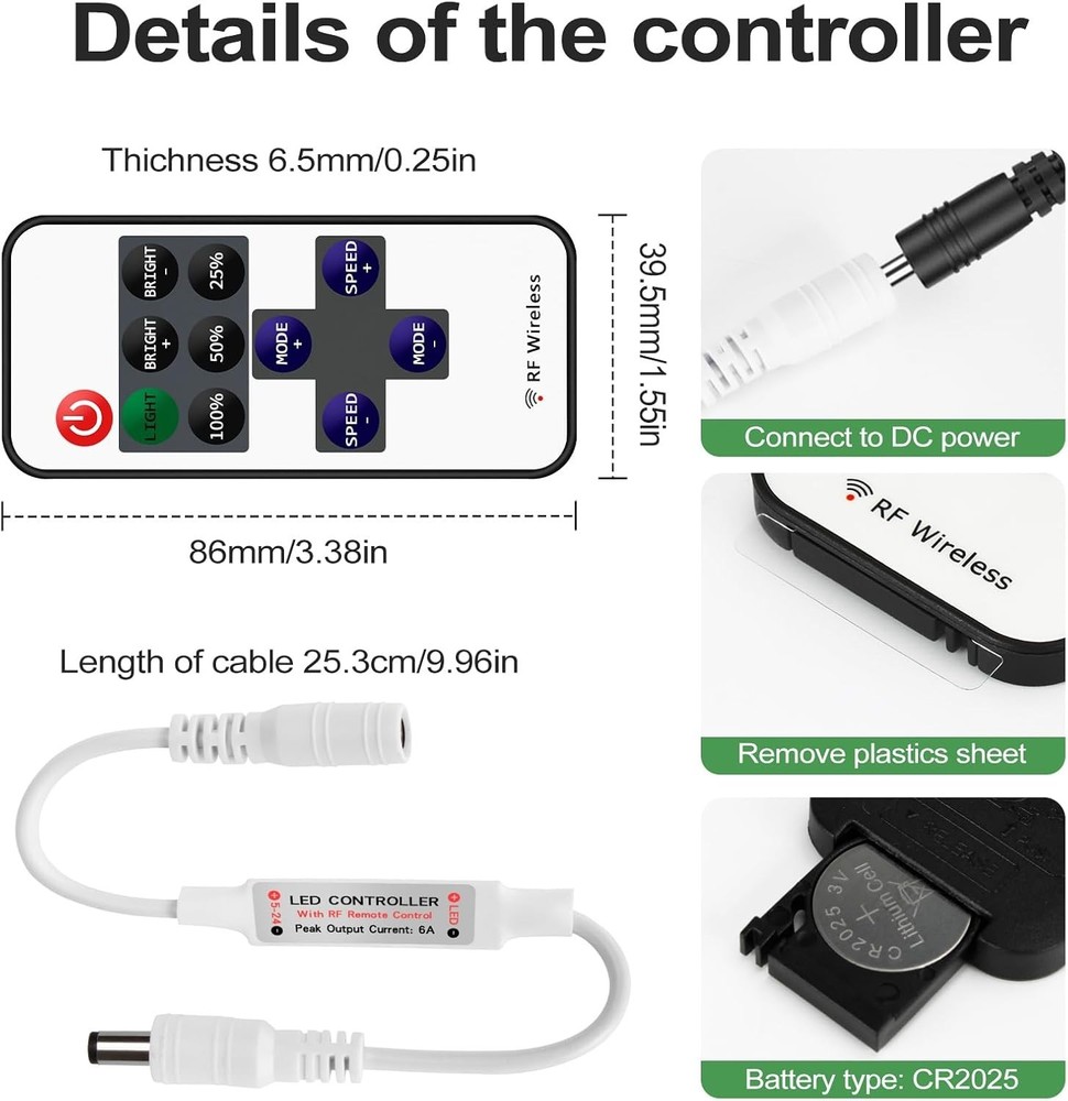 2 Pack RF LED Controllers - Wireless Dimmable Solution for Indoor Lighting
