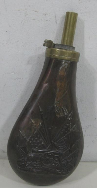 Antique Brass & Copper Black Powder Flask