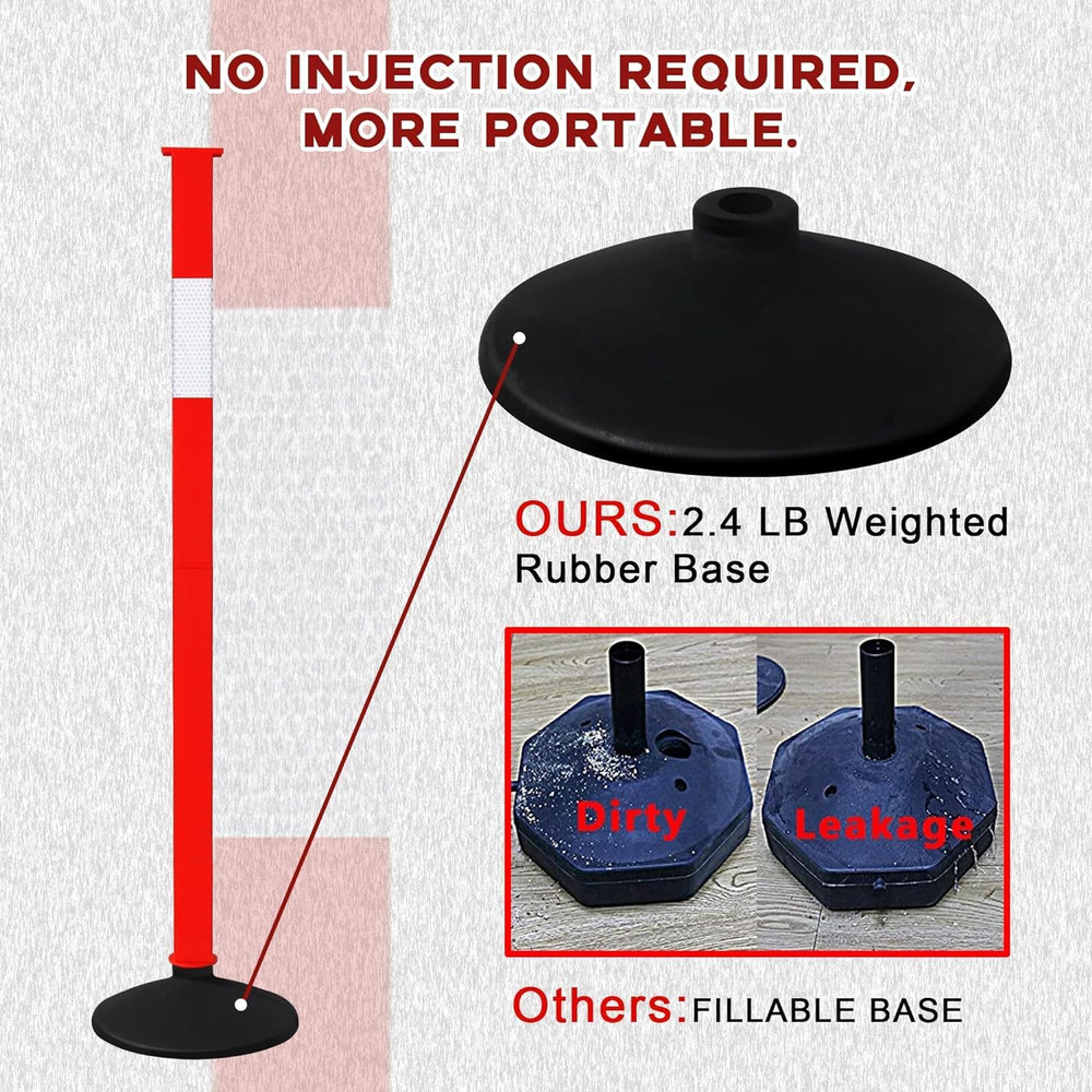 4 Pack Traffic Delineator Post Cones with Weighted Base & Reflective Collars, Ad