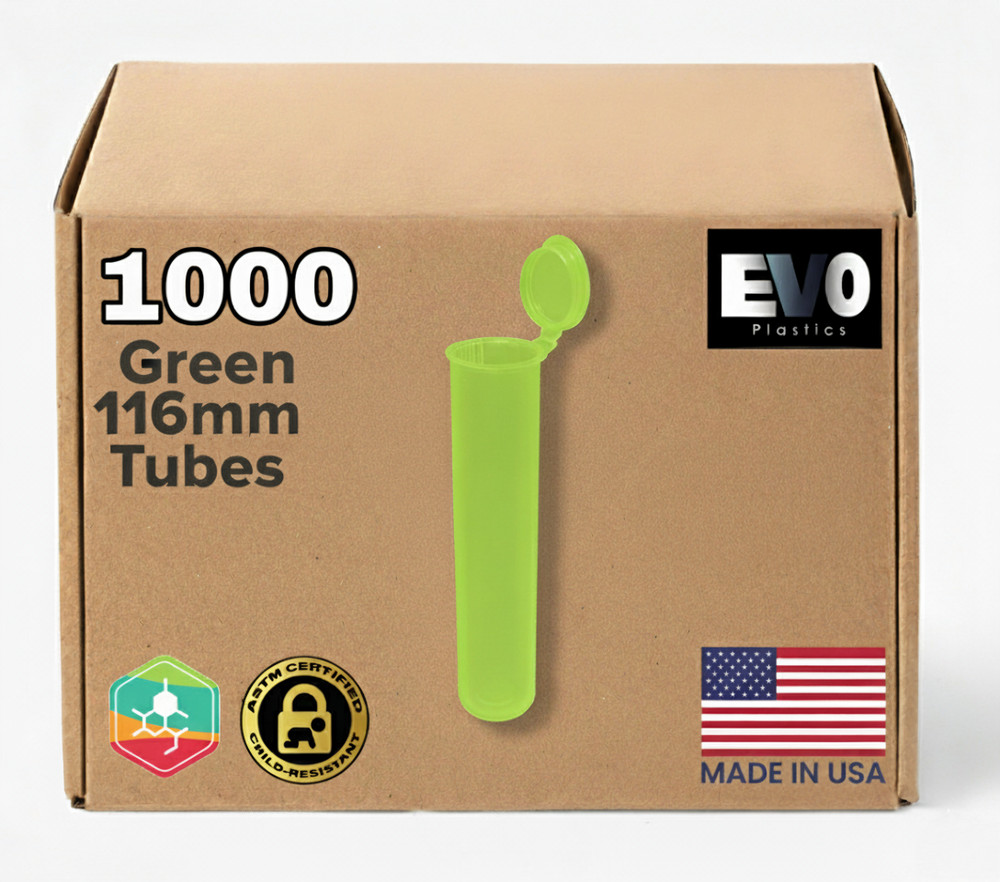 116MM Pop Top Tubes | Green | Container for King Size - 500 Box