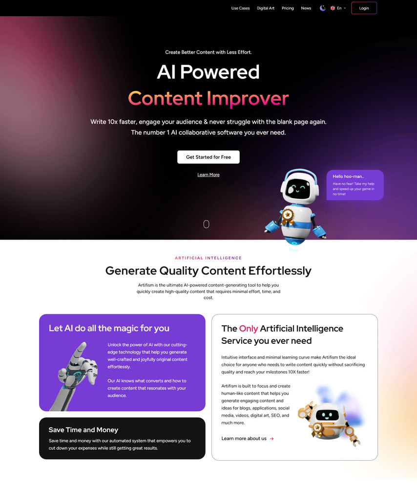 ArtMe - AI SaaS Platform | AI Content, Image, Video, Chatbot, Voiceover & Code