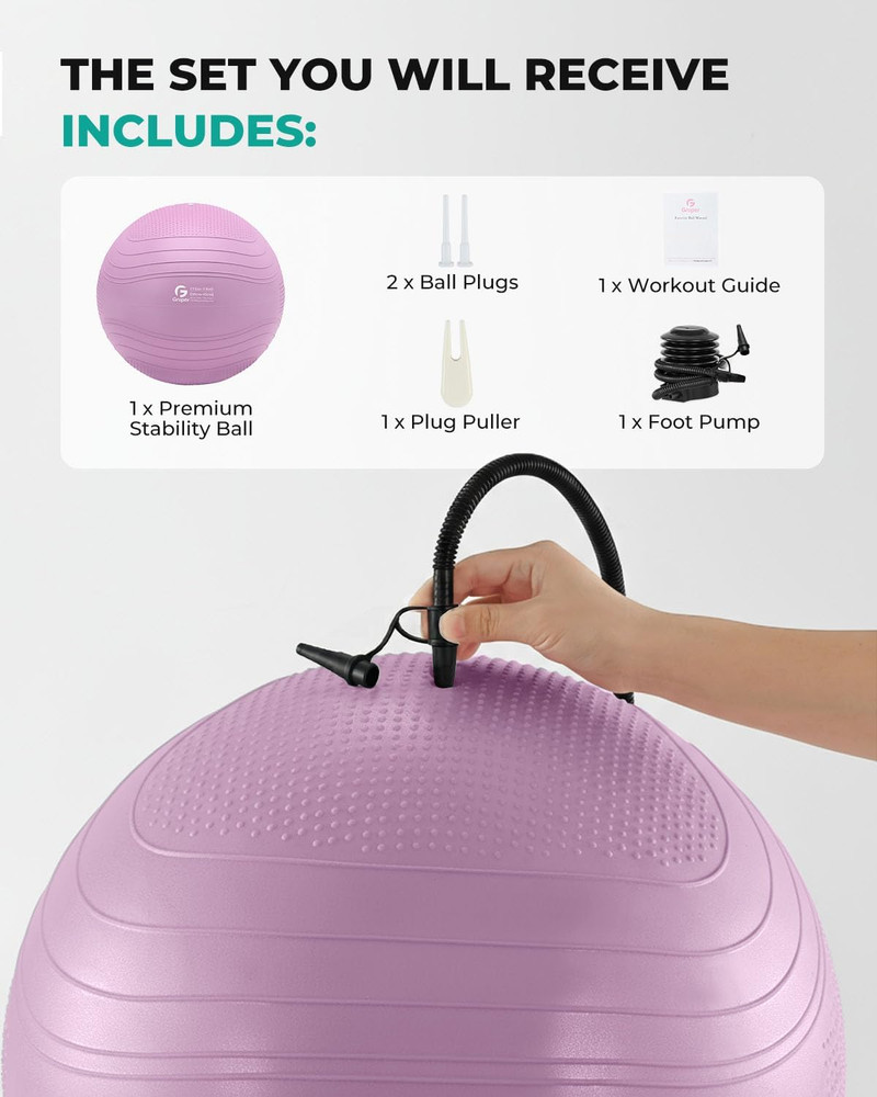 Yoga Ball, Extra Thick Exercise Ball for Workout Pregnancy Stability - 4 Sizes a