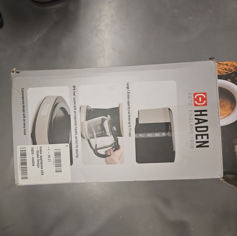 Haden Coffee Machine 12 Cup Programmable Drip CoffeeMaker Putty/Chrome(Open Box)