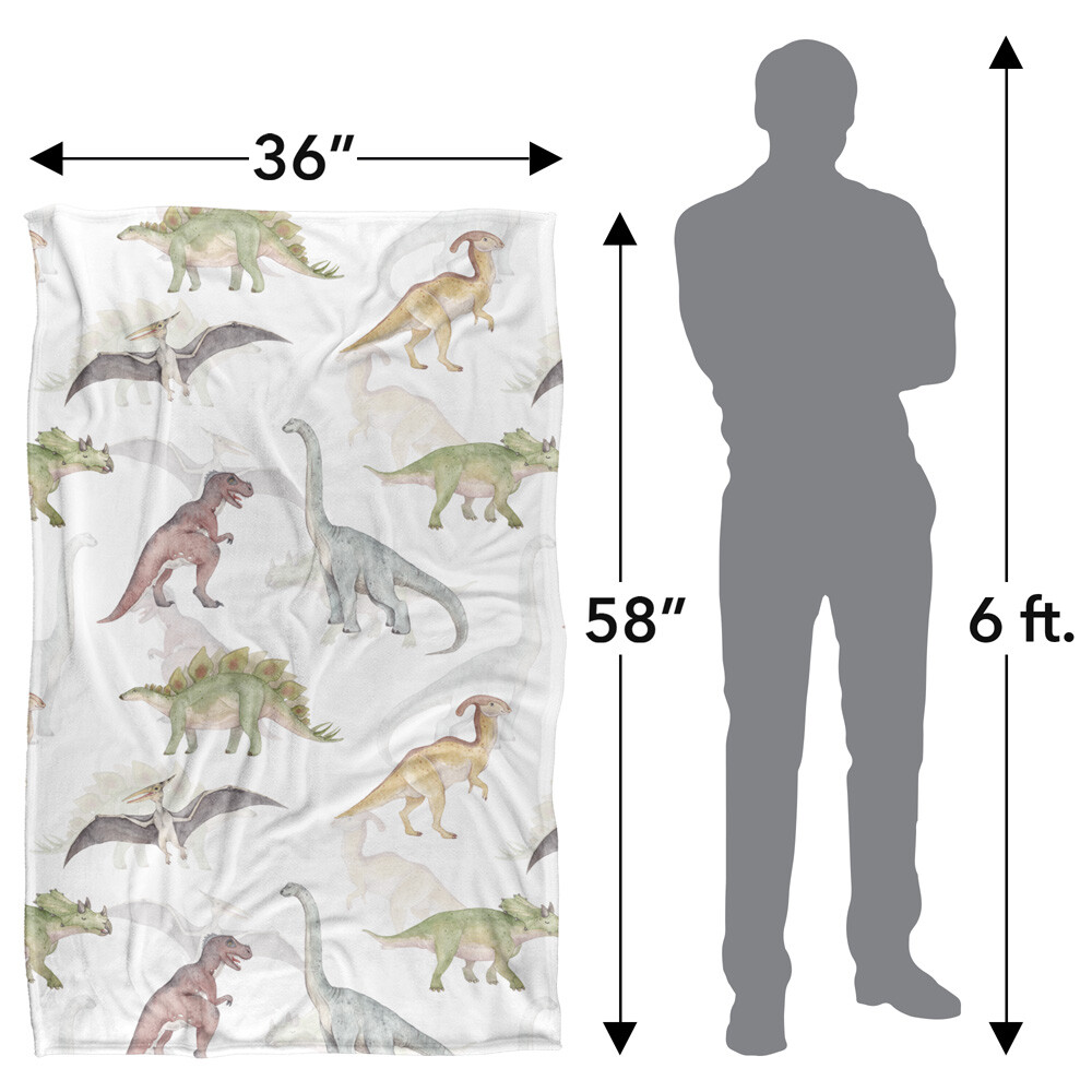 Watercolor Dino Pattern Silky Touch Super Soft Throw Blanket