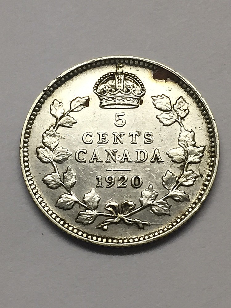 1920 Canada Silver 5 Cents XF #1707