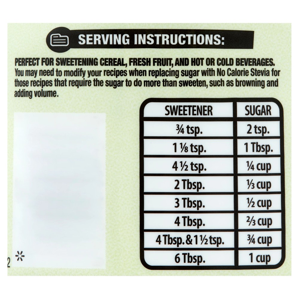 No Calorie Stevia Sweetener