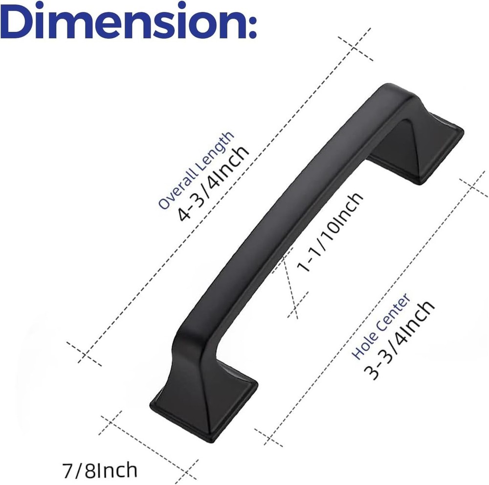 30Pack Matte Black Square Cabinet Pulls - 3-3/4" Arch Handles for Kitchen