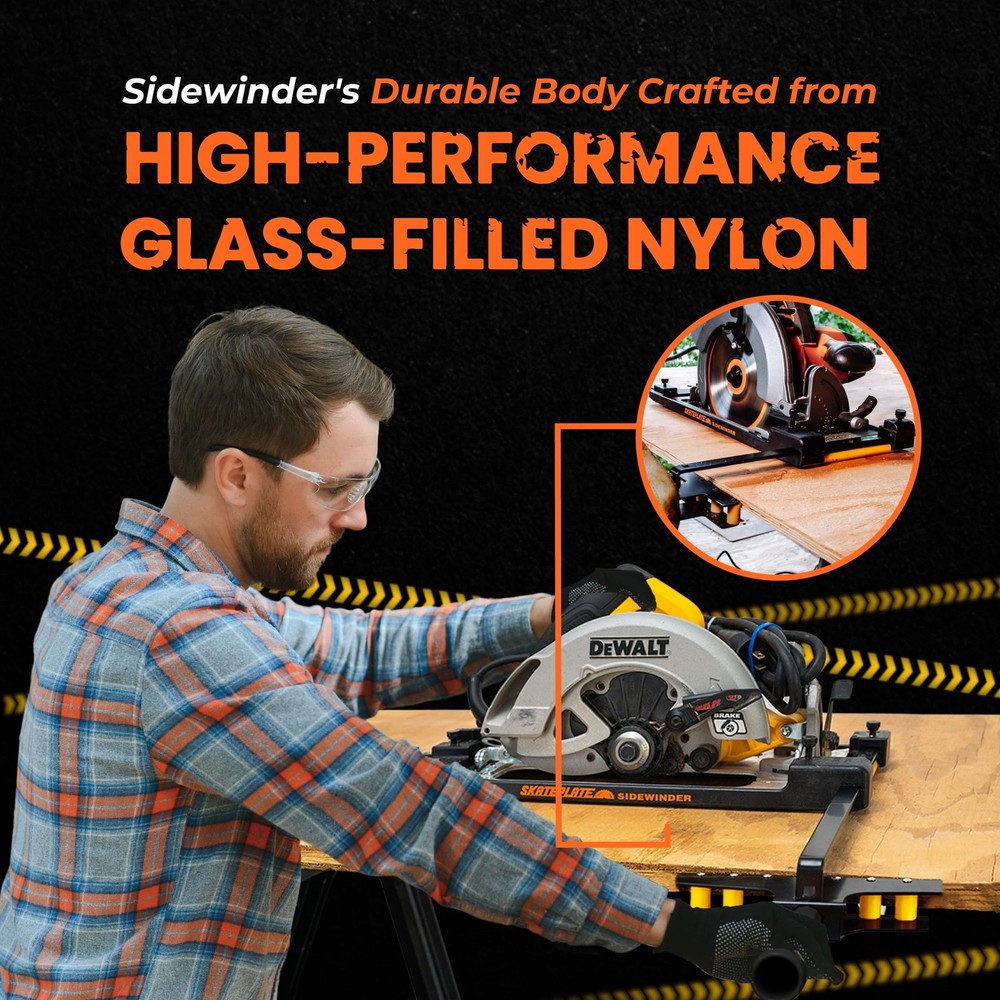 SkatePlate Rolling Accessory and Cutting Guide for Right Blade Circular Saws