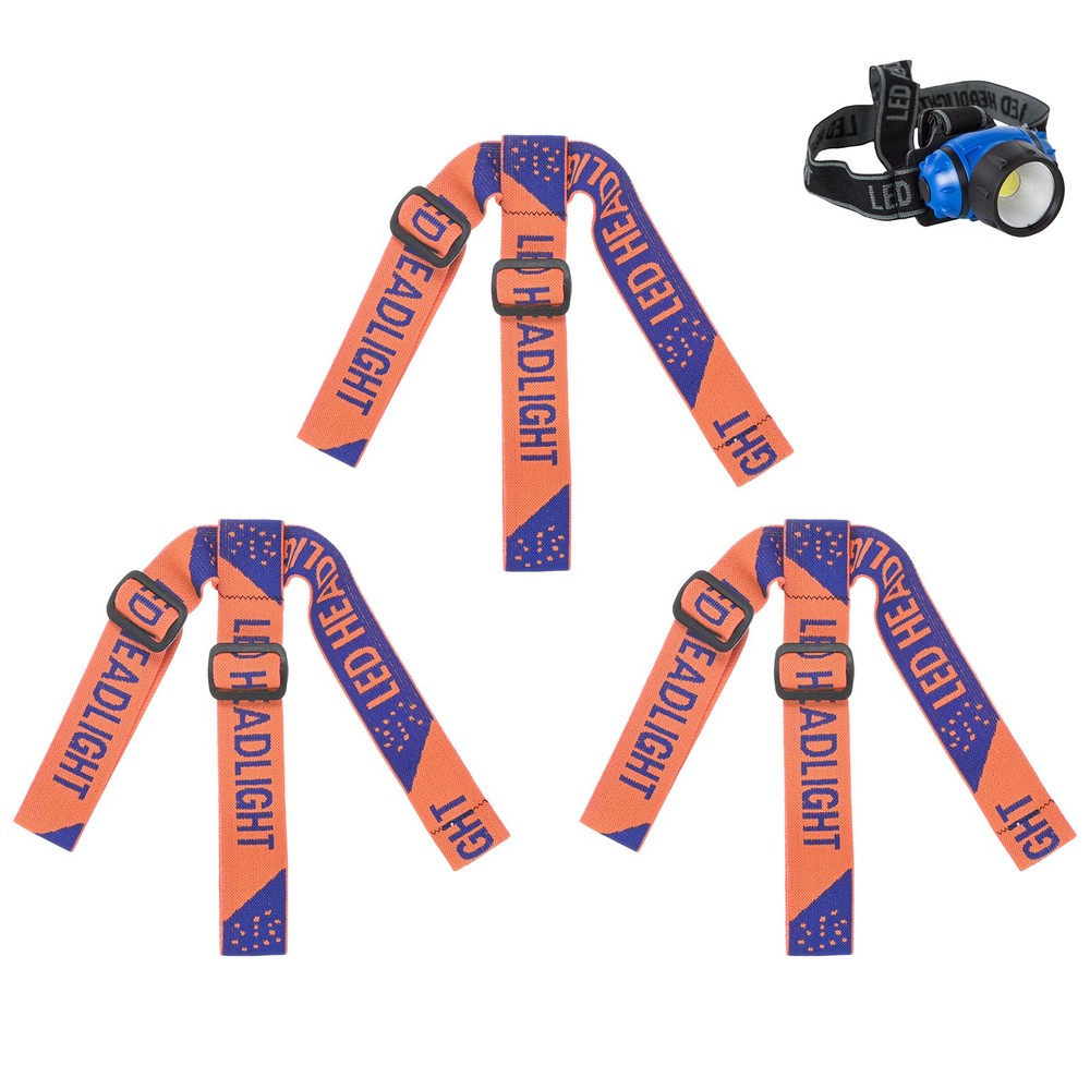 3-Pack Headlamp Strap Replacement Headband for Camping Orange Red,Blue