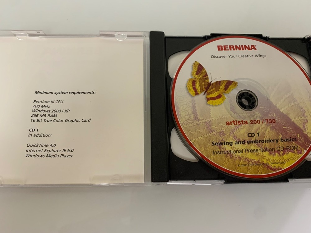 Bernina Embroidery Software Version 5 Installation & Training CD 2006 PC Windows
