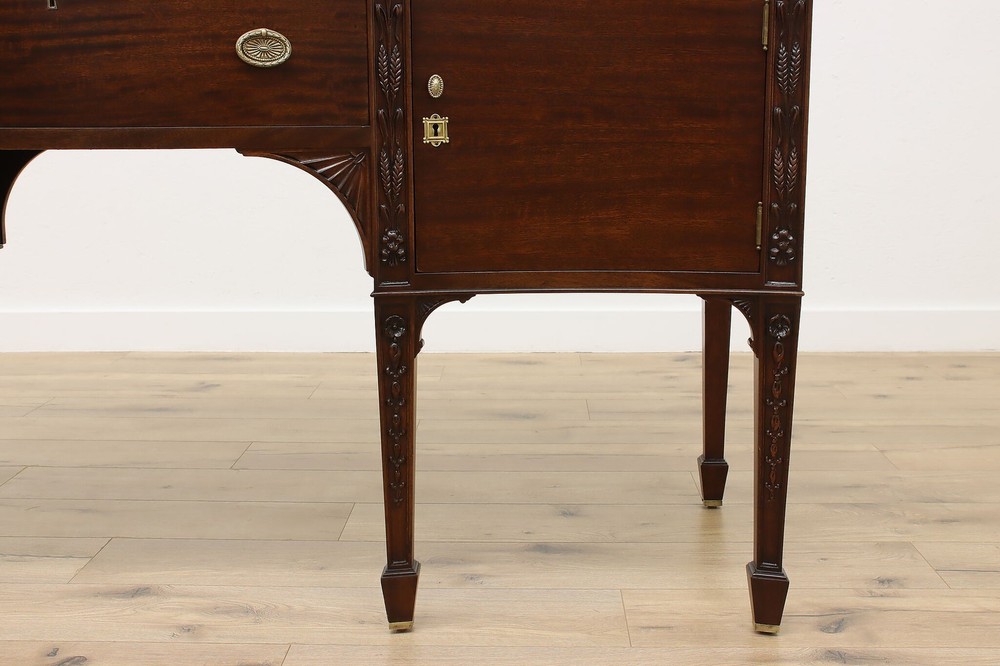 Hepplewhite Antique Carved Mahogany Buffet Server Sideboard #55896
