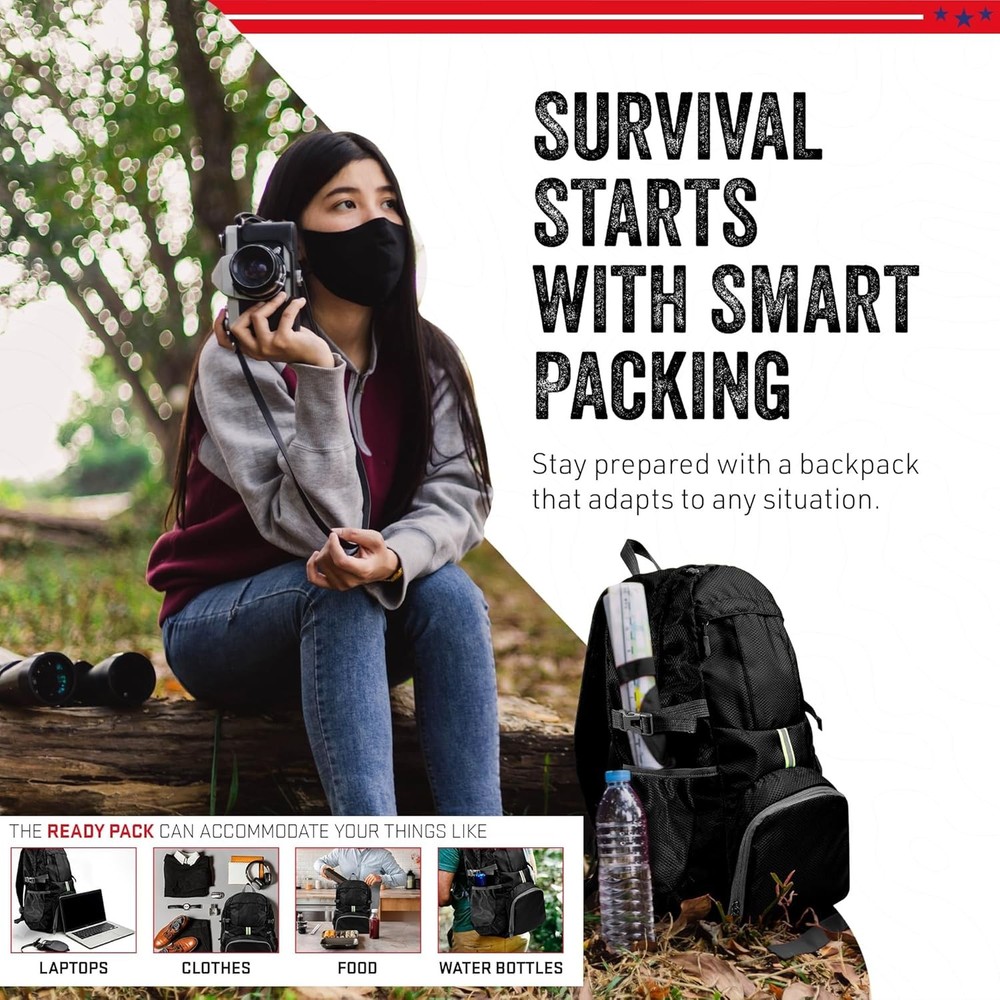 35L Foldable Backpack Lightweight Packable Travel Daypack Water Resistant