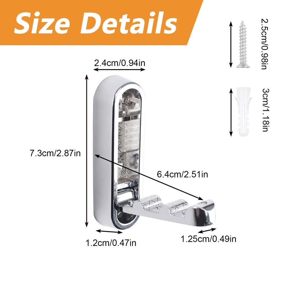 2pcs Elliptical Folding Wall Hook, Alloy Folding Invisible Hooks Non-Slip Hea...