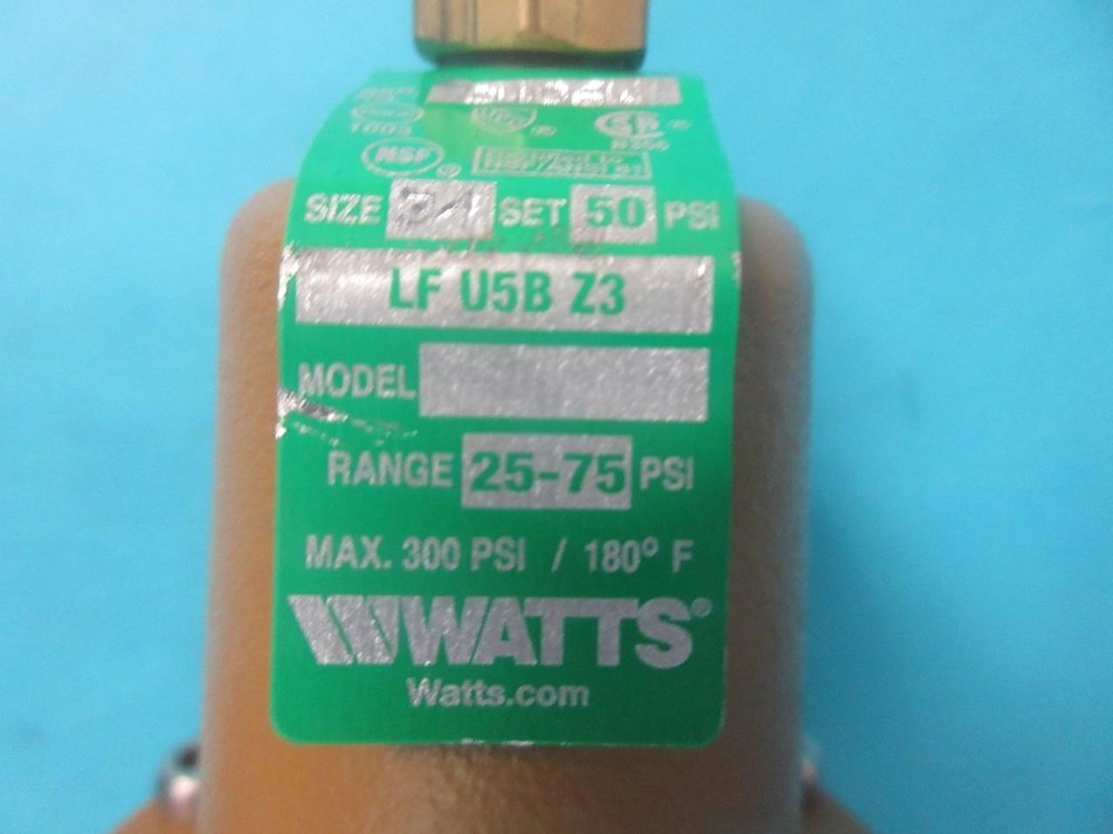 NEW 3/4" WATTS LF U5B Z3 LEAD FREE WATER REDUCING VALVE 25-75 PSI, MAX 300PSI