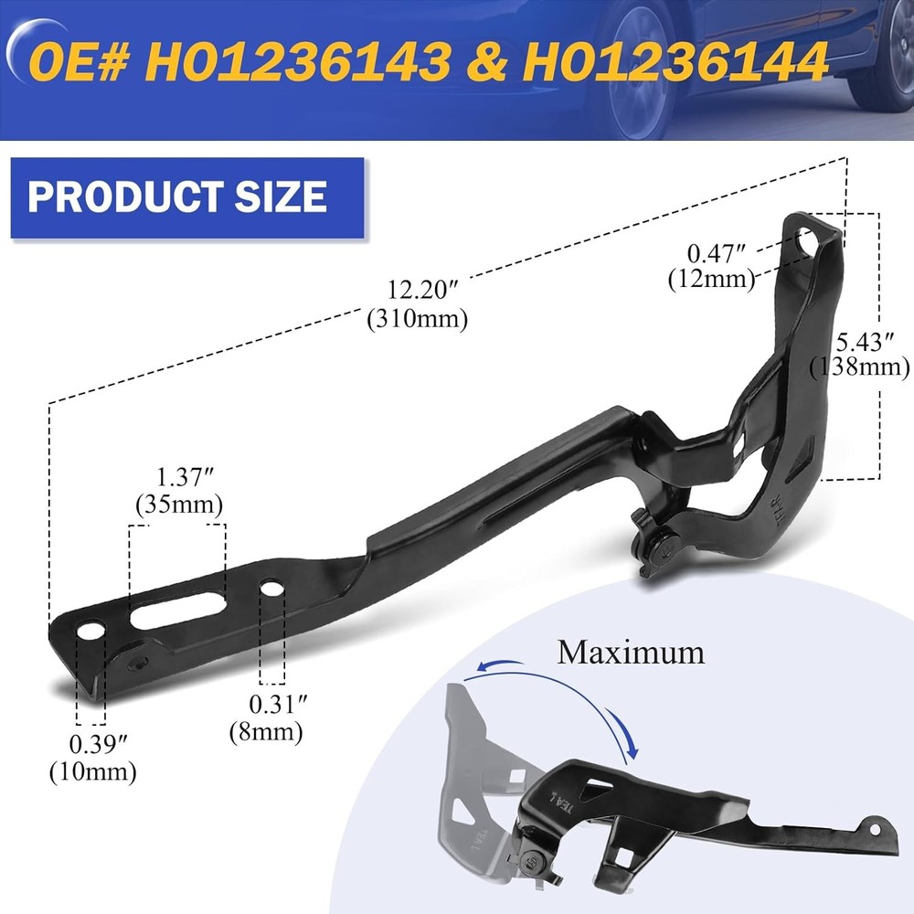 Front Hood Hinge Set for Honda Civic Left Right