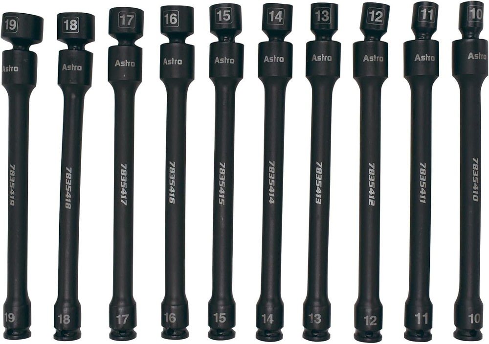 Astro Tools 3/8" Drive 6 Point Pinless Torque-Saver Impact Extension Socket Set