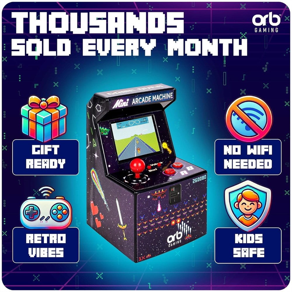 Mini Arcade Machine 240 Games Handheld Retro Console 2.5” Color Screen