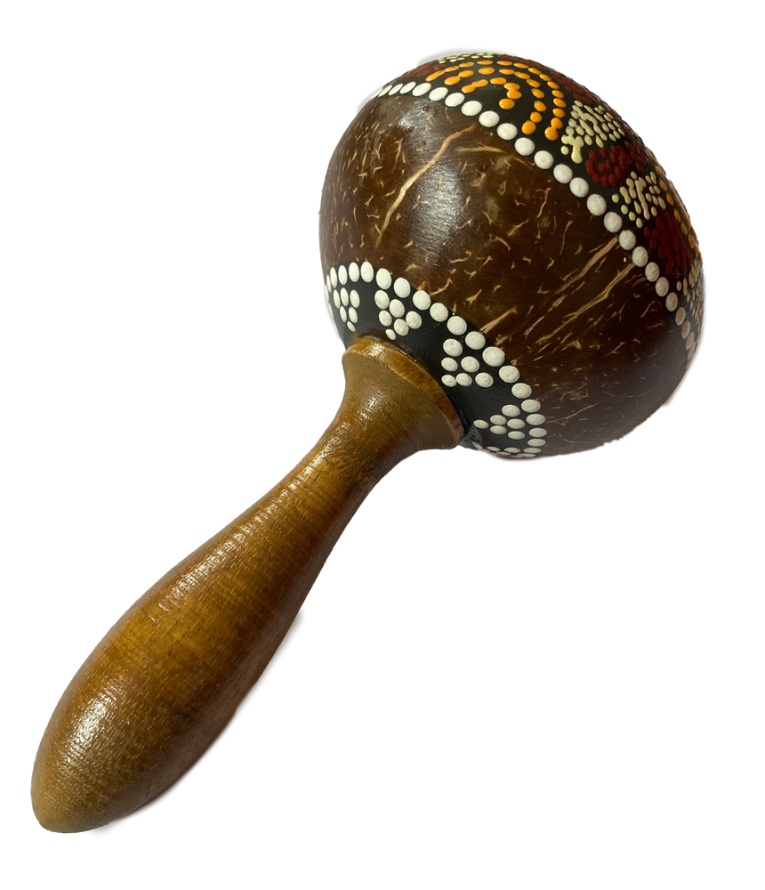 Large Hand Painted Musical Coconut Shell Shaker Rattle