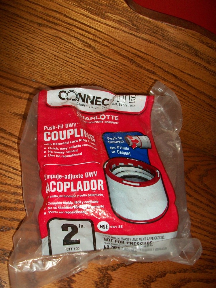 Charlotte Pipe CTT 00100 1000 Connectite Coupling, PVC,2",White CTT 00100 1000HC