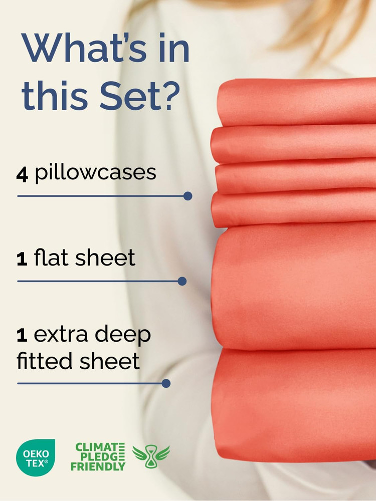 Extra Deep Full Sheet Set - 6 Piece Breathable and Cooling Sheets - Hotel Luxury