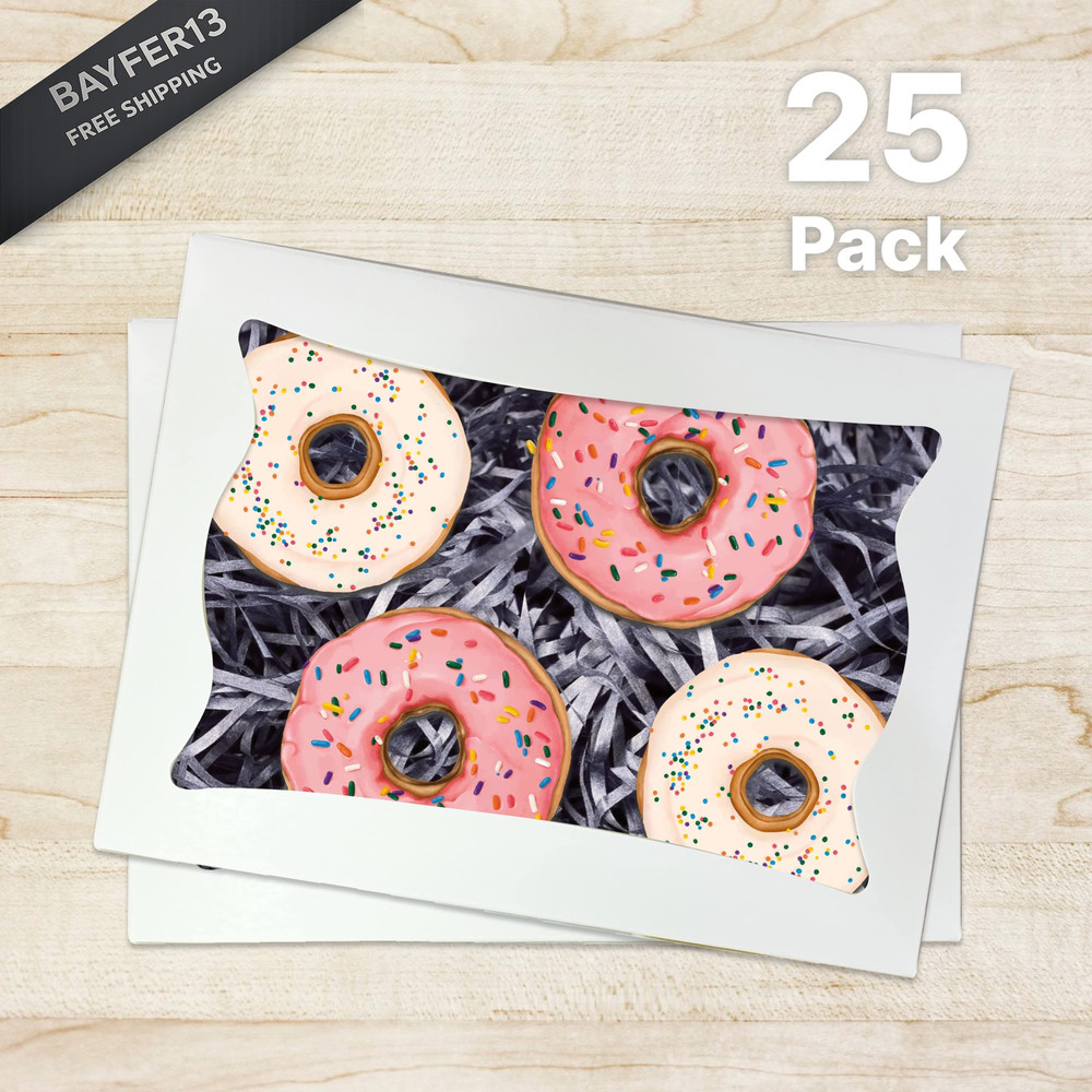 Bubbley White Paper Bakery Boxes - 25-Pack Pastry with 25 Pack,