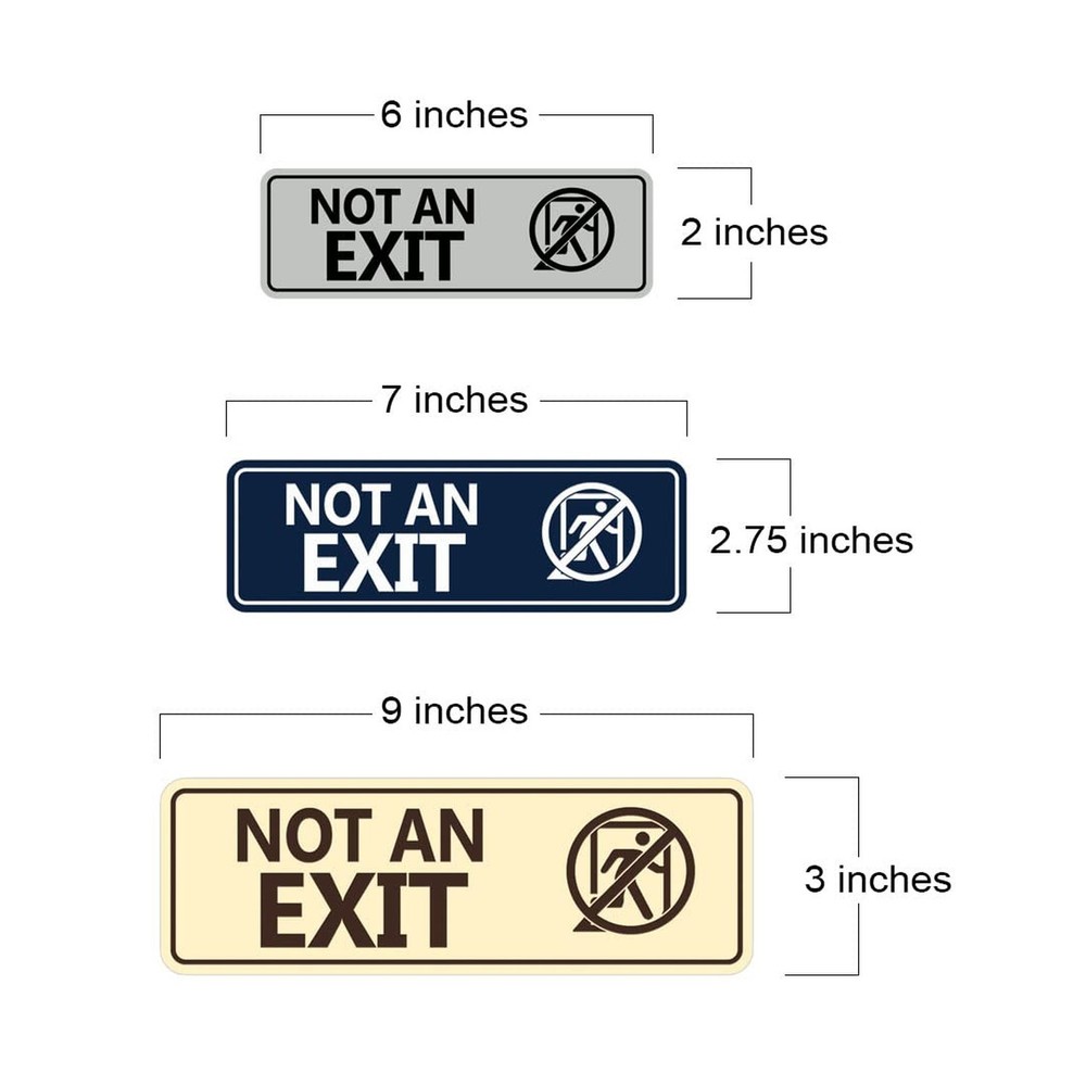 Standard NOT an EXIT (Stick Man) Sign (Black) - Small 2 x 6" - Small (1 Pack)