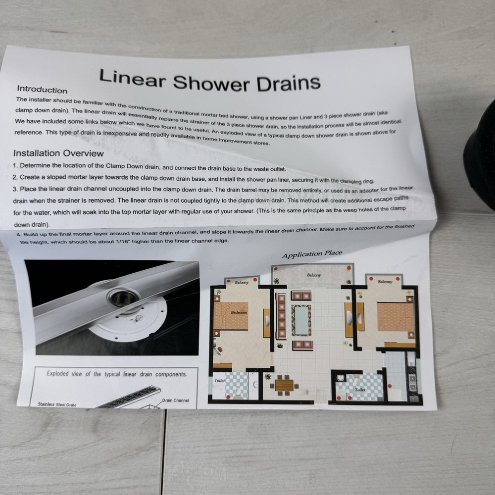 36 Inch Linear Shower Drain Rectangular Floor Drain with Accessories Square Hole