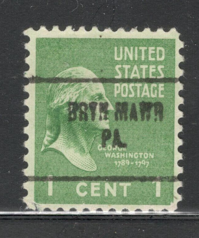 Sc # 804 ~ 1 cent Washington Issue, Precancel, BRYN MAWR PA.