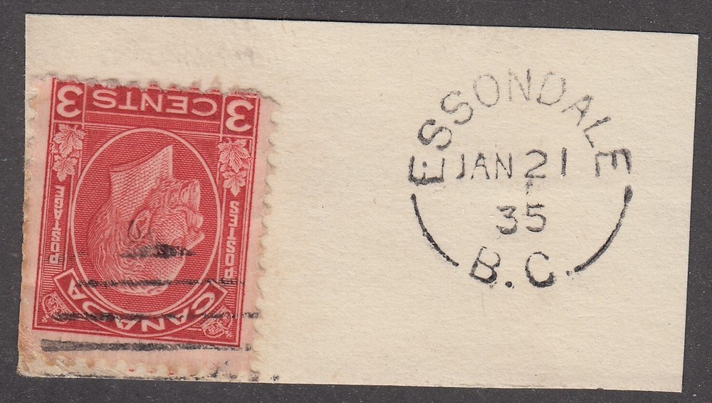 B.C. Split Ring Town Cancel "ESSONDALE" JAN 21, 35 (Open 14-78)