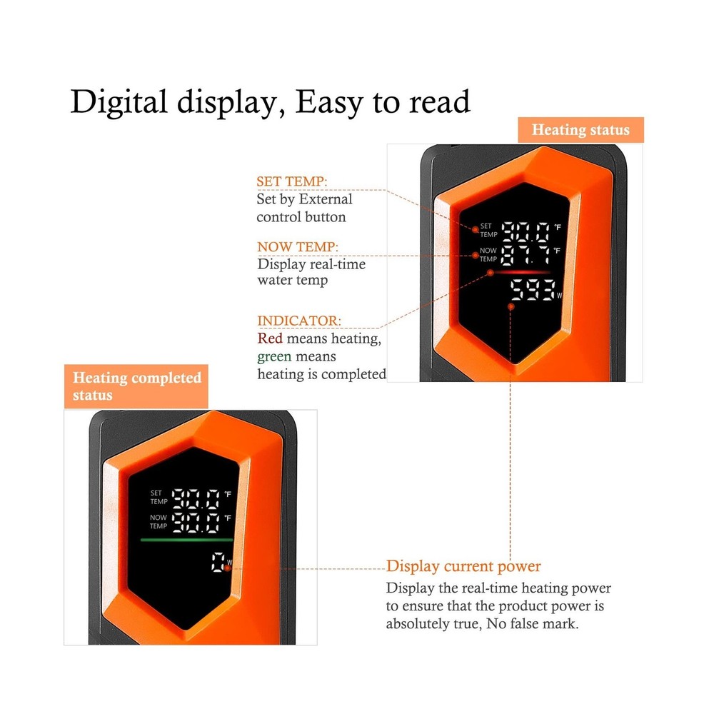 HITOP 800W Titanium Aquarium Heater - with External Controller Subm... Fast Ship