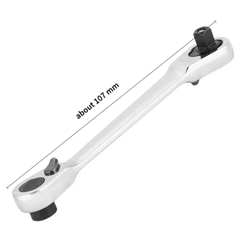 Double-Ended Quick Release Ratchet Wrench 1/4" Screwdriver Bit Socket Tool