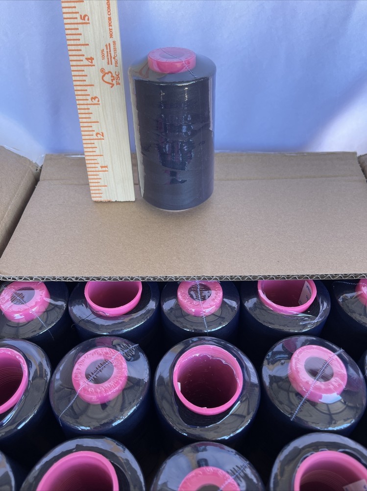 50 Spools BLACK Serger Multi Purpose Sewing Thread T27 Quality 6000 YDS per Cone