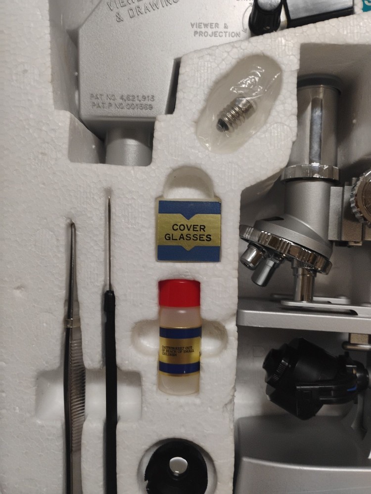 Vintage 4-Way Microscope Set 750x Visual Research Japan Complete Open Box