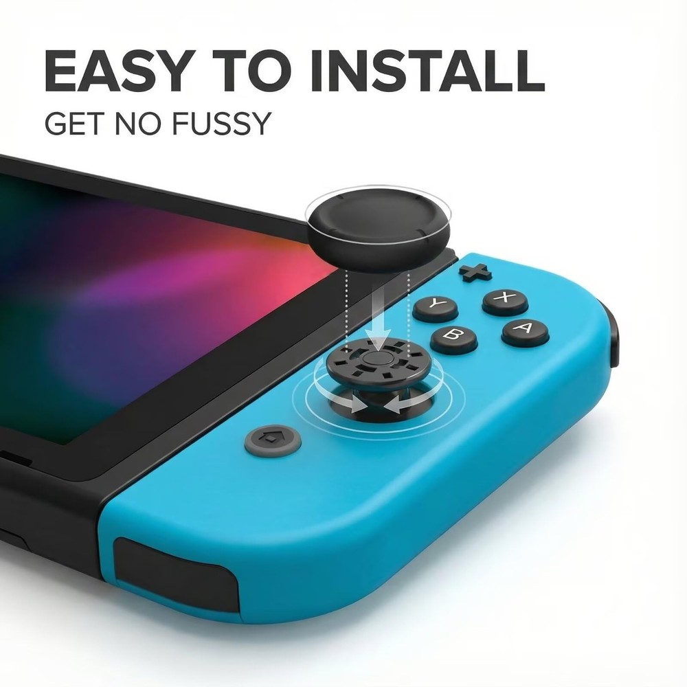 Ferkurn Joystick Replacement Cap Thumb Grip for Switch OLED & Black
