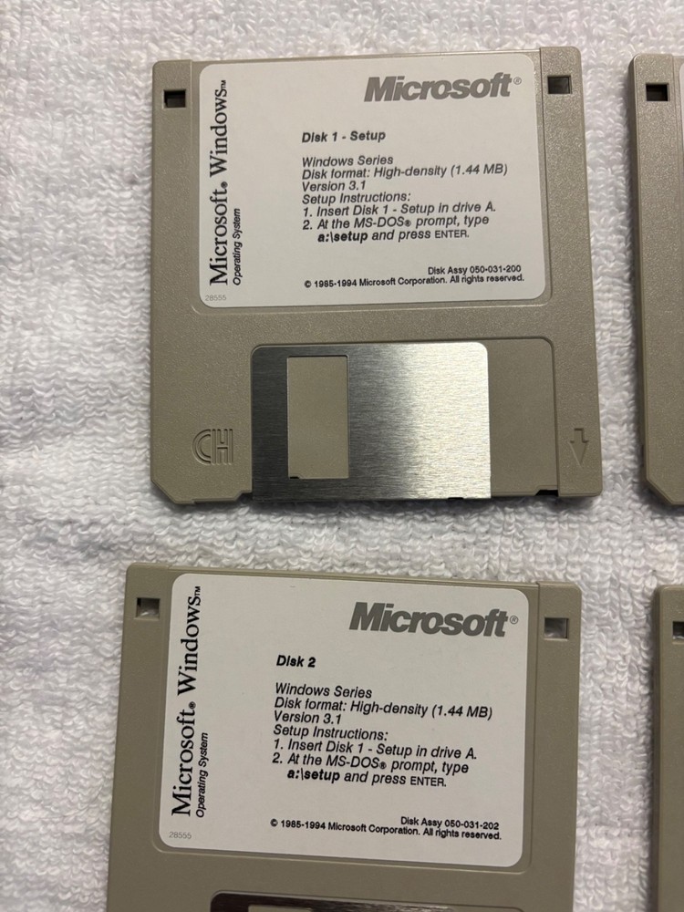 📦 Microsoft Windows Operation System, Version 3.1, Setup, 3.5" Floppy Diskettes