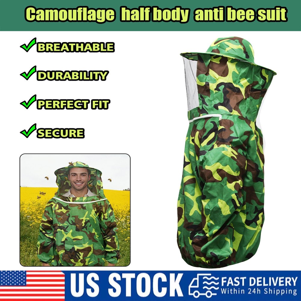 Professional Thicken Beekeeping Protective Jacket Bee Suit Smock Beekeeper new