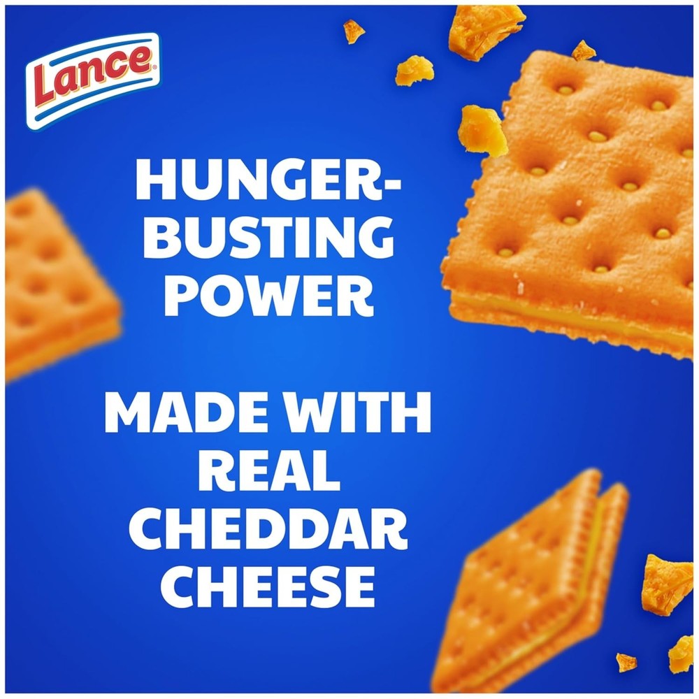 Lance Sandwich Crackers, ToastChee Cheddar, 10 Individually Wrapped Packs, 6