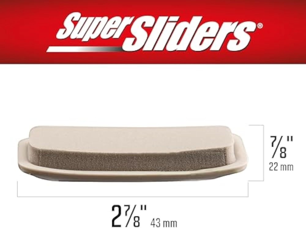 Durable 7/8" x 2 7/8" Rectangular Self-Adhesive Outdoor Sliders - Beige 12 Pack