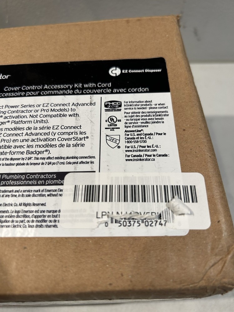 CCKIT-00A Insinkerator Cover Control Accessory Kit with Cord New, OEM InSinkerat