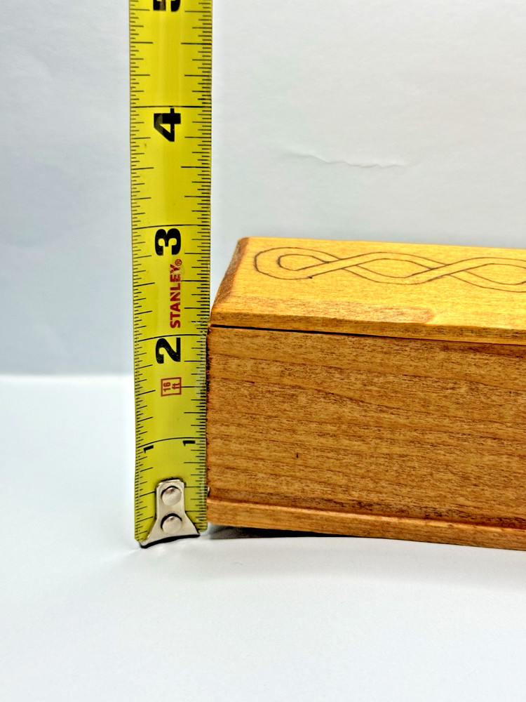Handcrafted Rectangular Decorative Wood Box with Geometric Pattern Lidded
