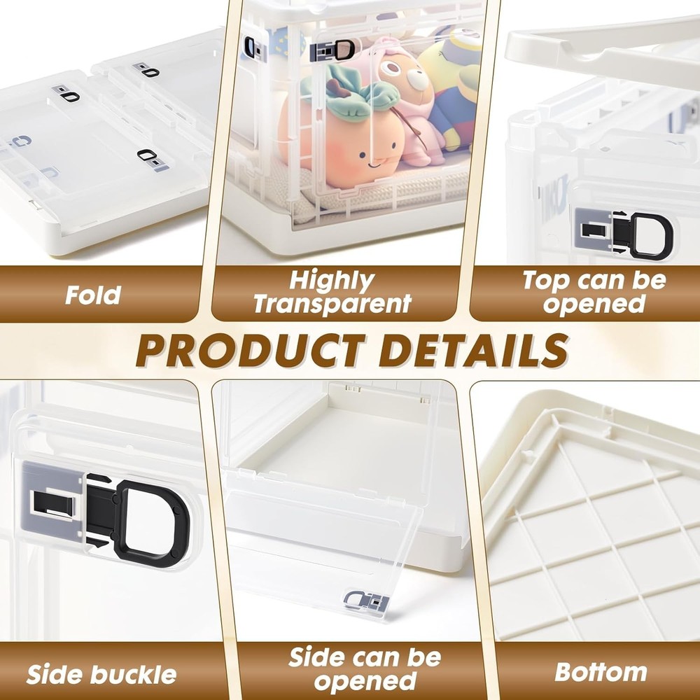 72 QT Clear Storage Bin W/ 5-Sided Open Lid Stackable Plastic Storage Bins For