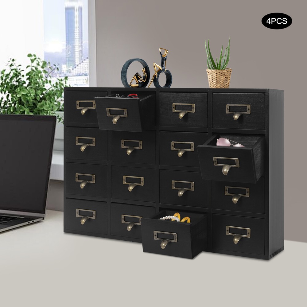 Vintage 4 PCS Drawer Cabinets - Elegant 64-Drawer Storage Solution