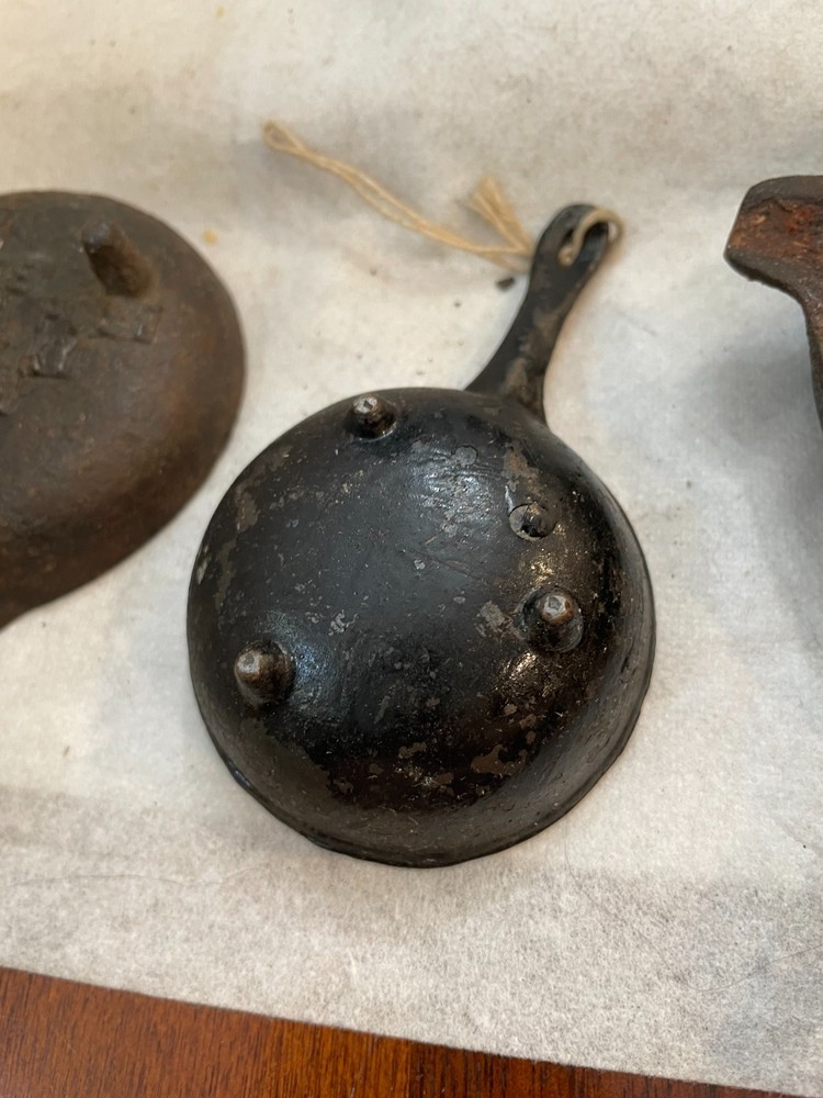 3 miniture cast iron skillets