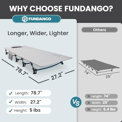 Ultralight Folding Camping Cot, Extra Long Backpack Lightweight Camping Cots